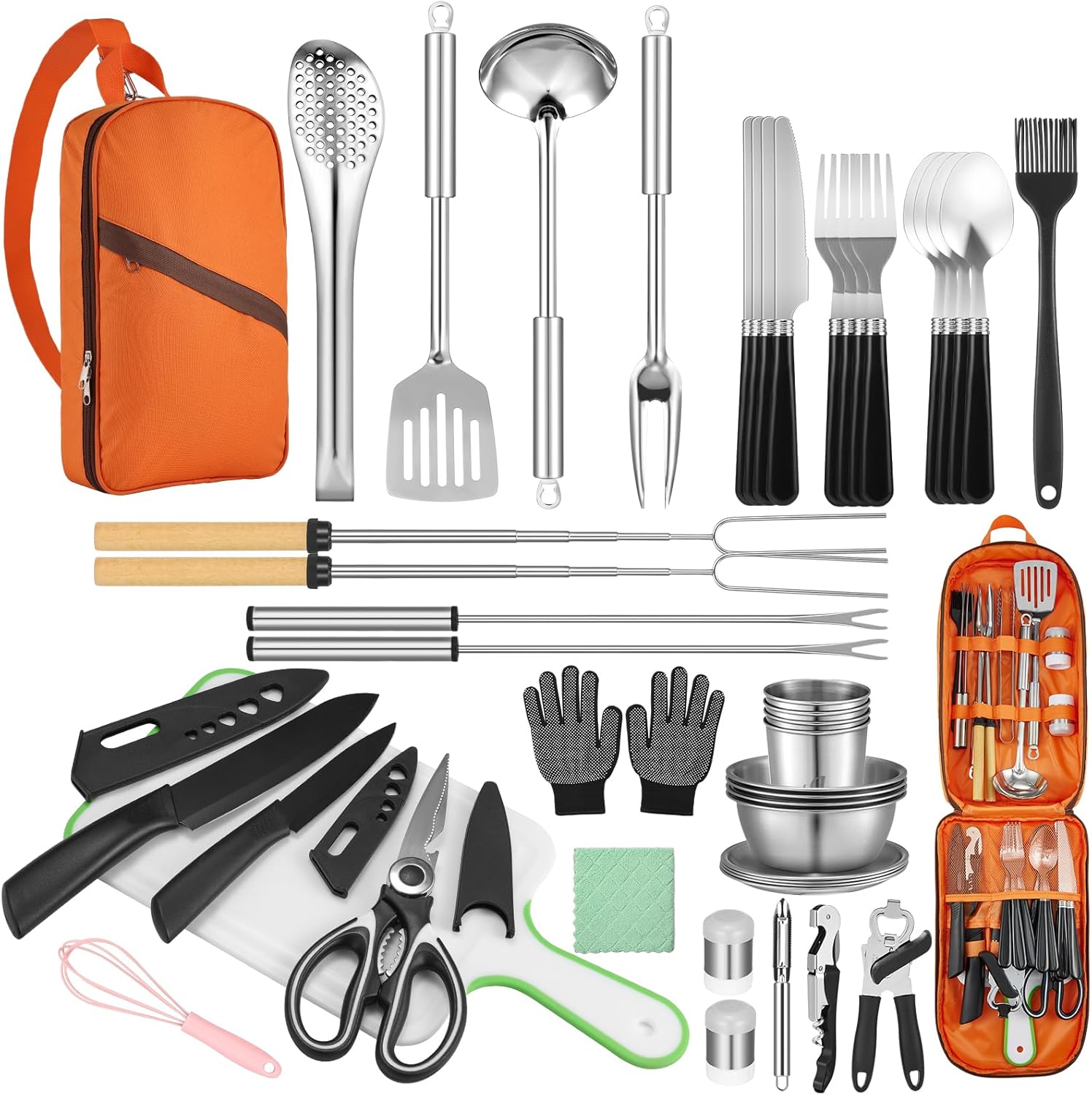 Camping Cooking Tent - 45-Piece Camping Cookware Set - Stainless
