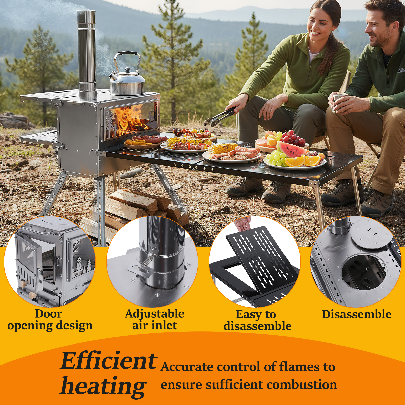 Camping Cooking Tent - Hot Tent Stove with Oven &