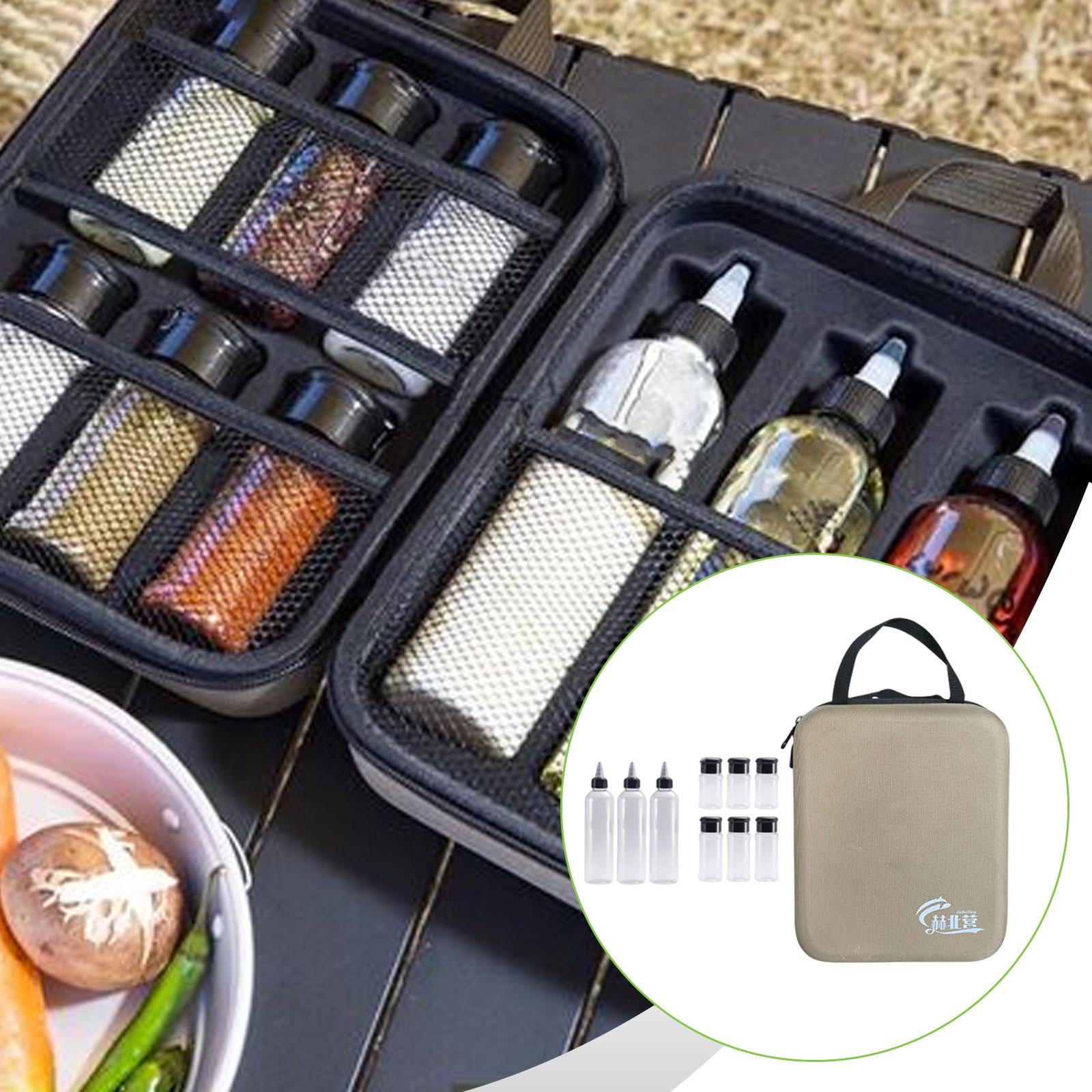 Camping Cooking Utensil Bag - 11x Camping Spice Jars Kit EVA