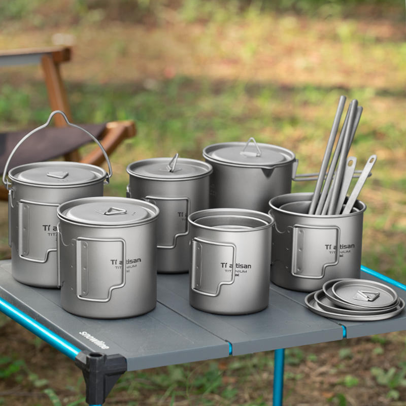 Camping Cooking Ware - Tiartisan Outdoor Titanium Lightweight Portable Tea