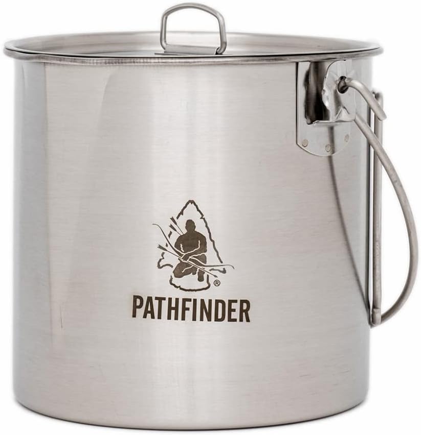 Camping Cooking Pot Set - Stainless Steel Bush Pot and Lid