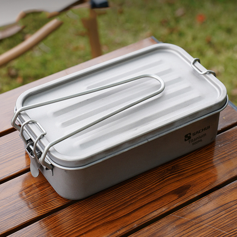Camping Cooking Container - 900ml Sealed Titanium Lunch Canteen Box