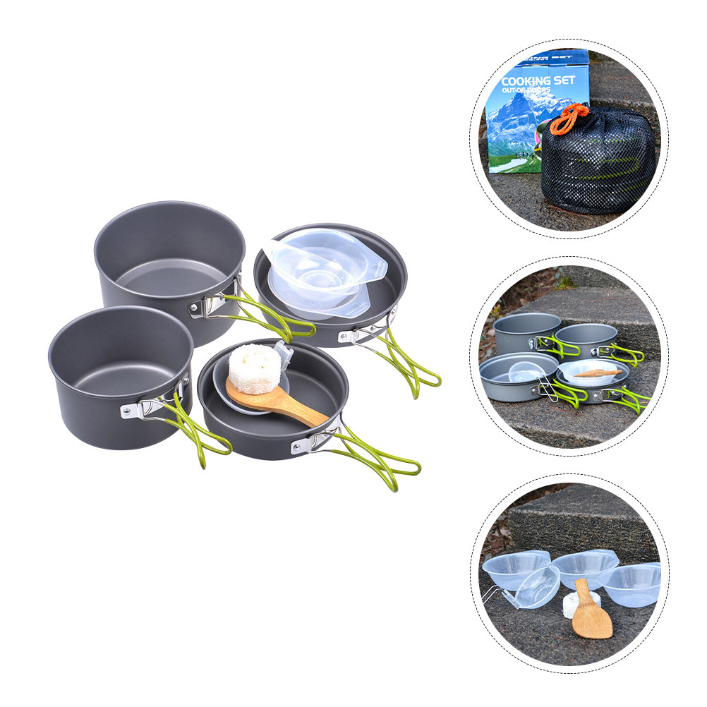 Camping Cooking Pot Set - 1Set Portable Camping Cookware Kit Alumina
