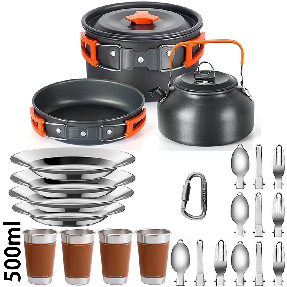 Nesting Camping Cooking Set - Outdoor camping cooking set, non stick