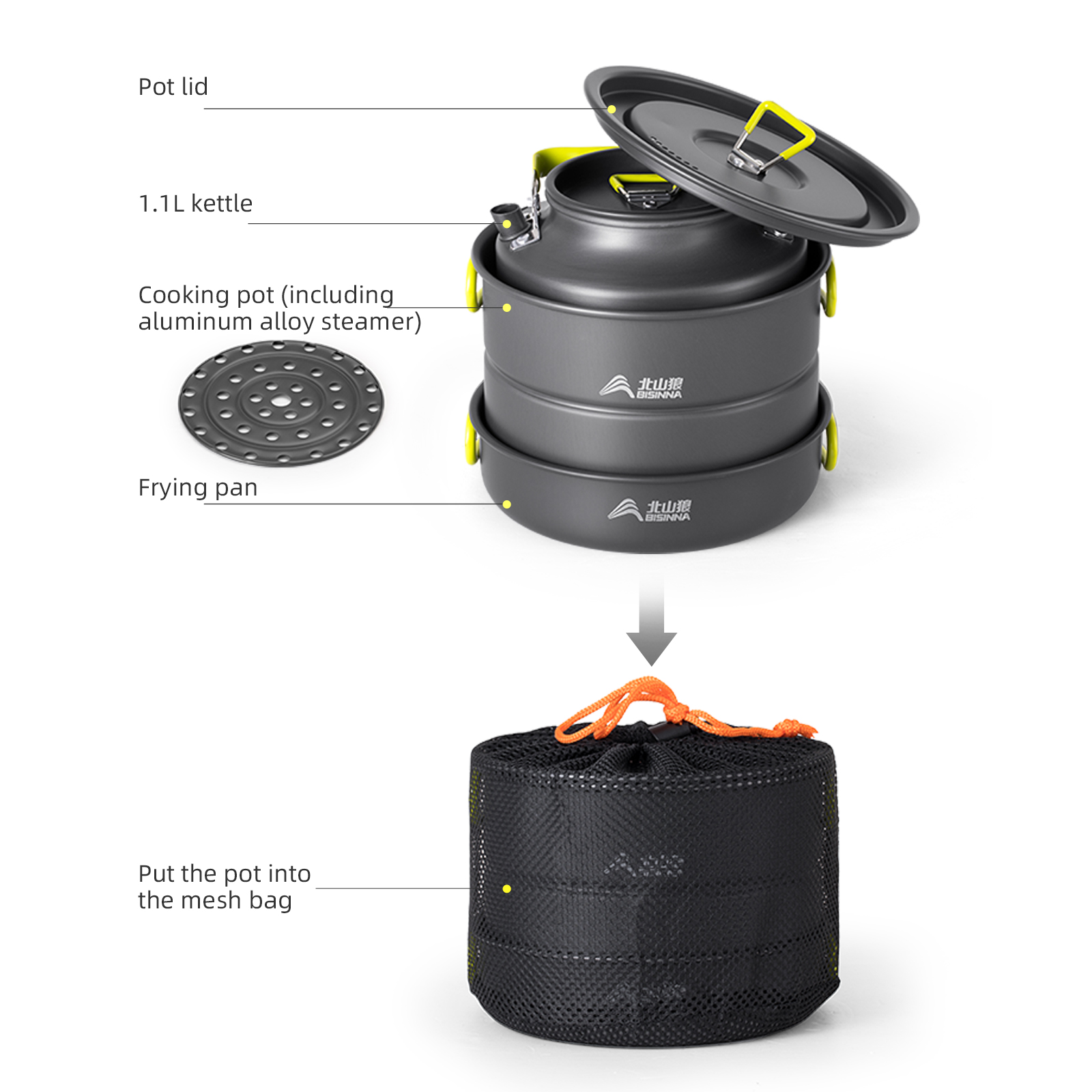 BISINNA Camping Cookware Set A - Nesting Camping Cooking Set avis et prix