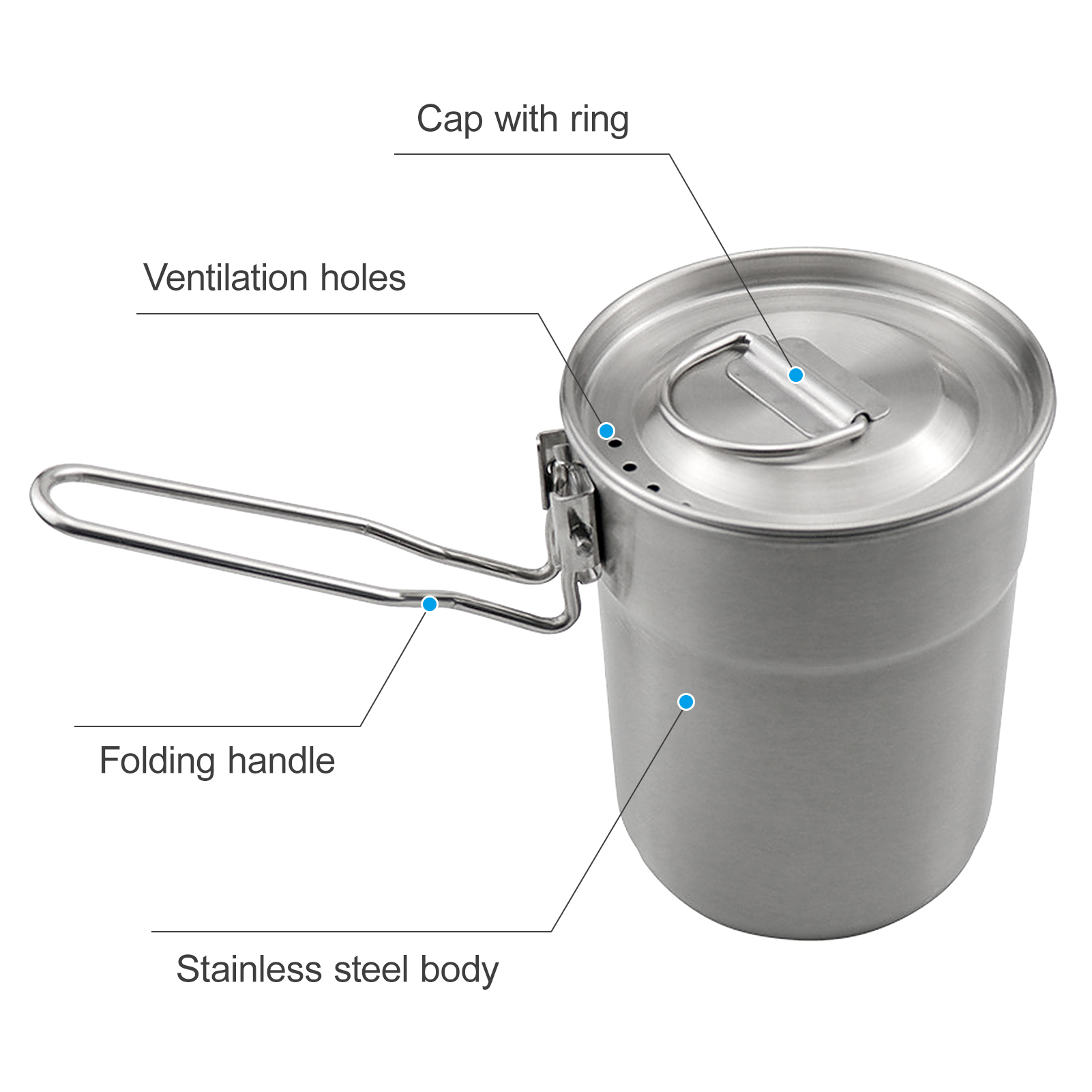 1L Coffee Cup with Folding Han - Camping Cooking Ware avis et prix