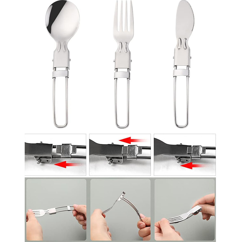Camping Flatware Sets Stainles - Camping Cooking Utensil Bag avis et prix