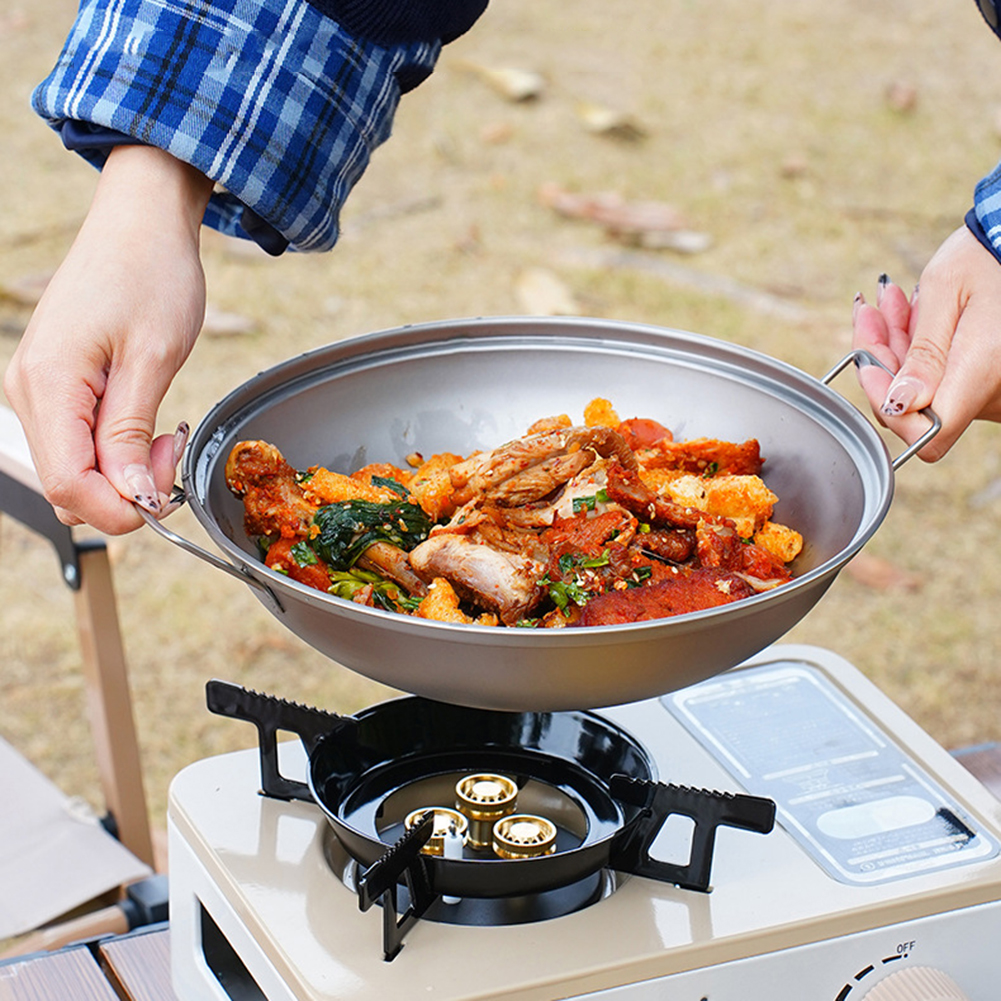 Titanium Wok Pan with Lid Doub - Camping Cooking Ware avis et prix