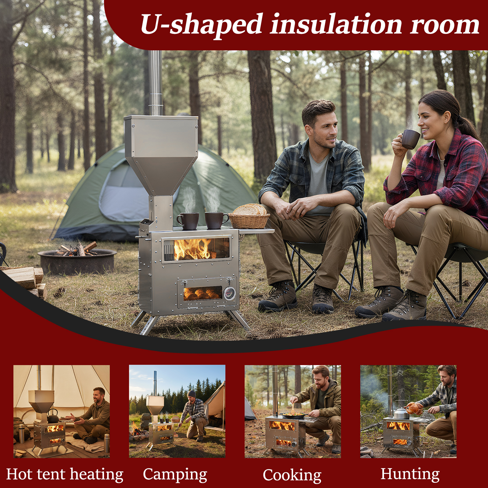 Hot Tent Stove with Chimney Pi - Camping Cooking Tent avis et prix