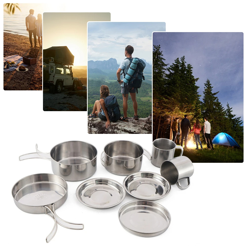 8pcs/Set Camping Cookware Mess - Camping Cooking Utensil Bag avis et prix