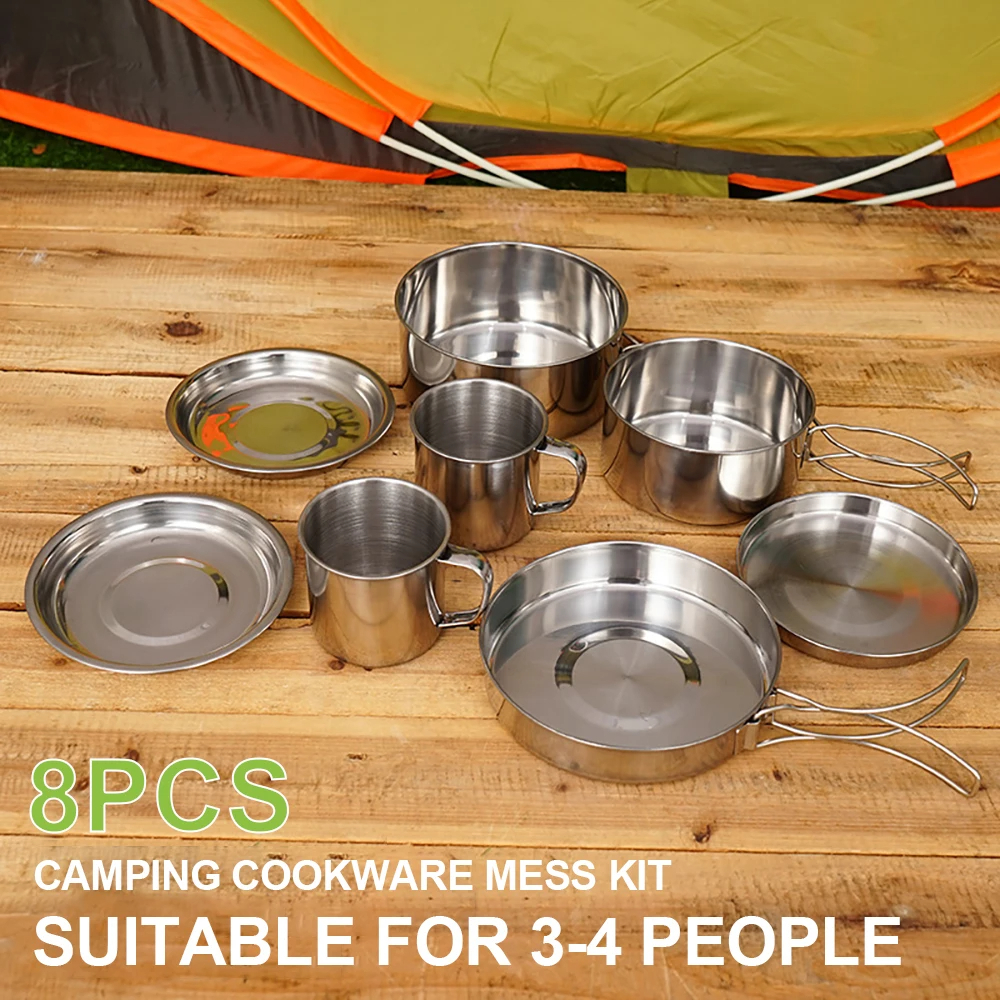 8pcs/Set Camping Cookware Mess - Camping Cooking Utensil Bag avis et prix