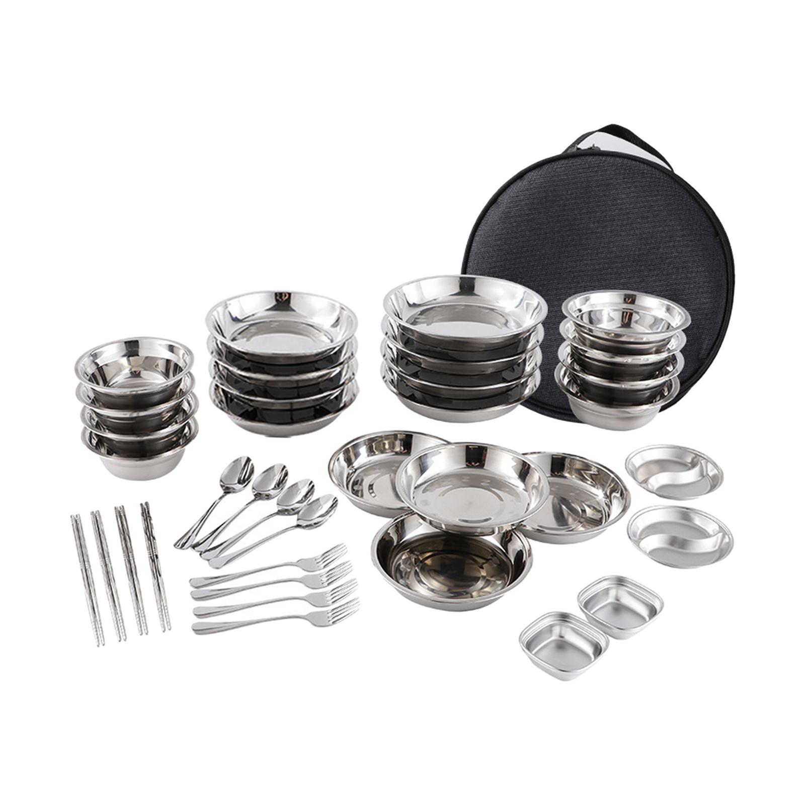 Stainless Steel Plates and Bow - Camping Cooking Utensil Bag avis et prix