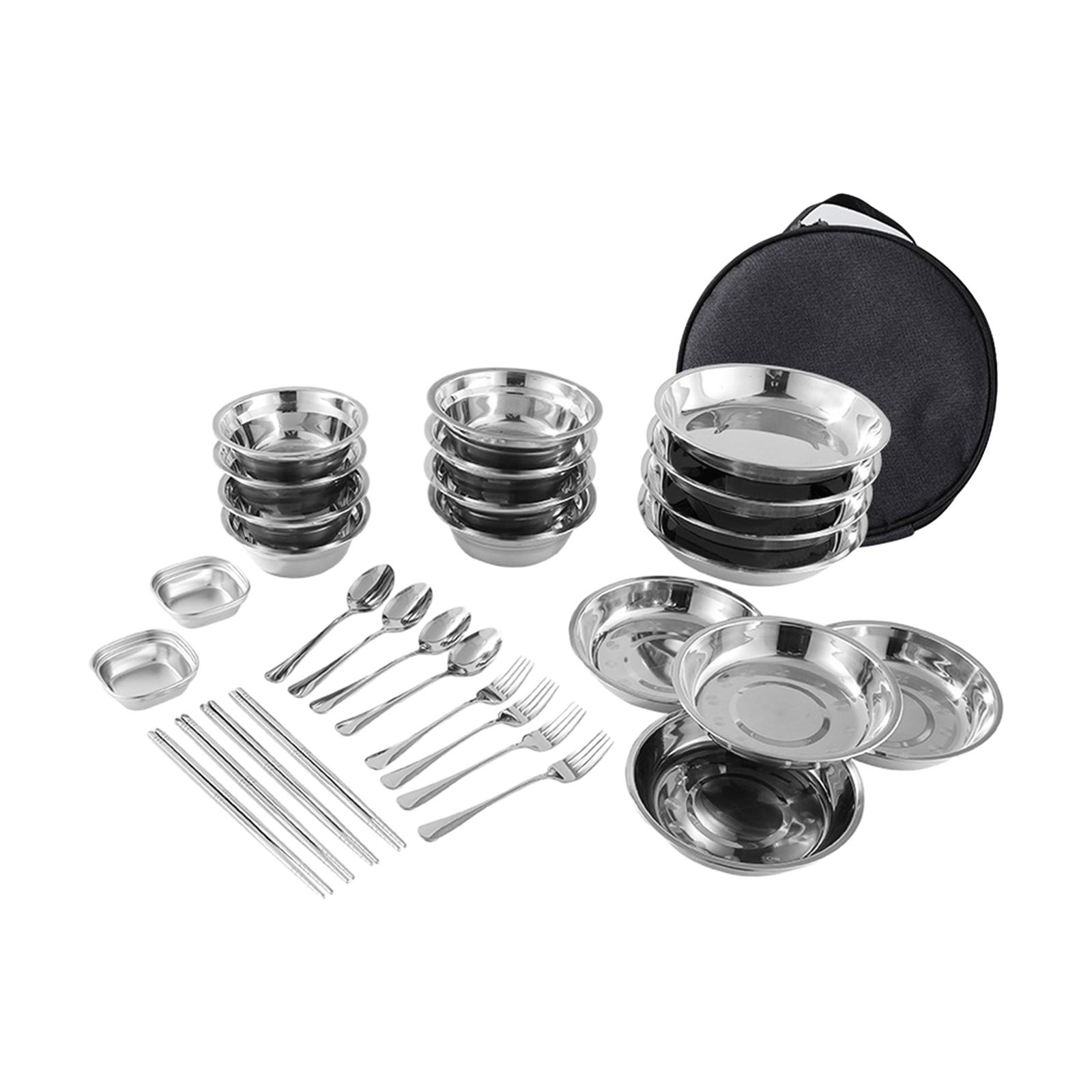 Stainless Steel Plates and Bow - Camping Cooking Utensil Bag avis et prix