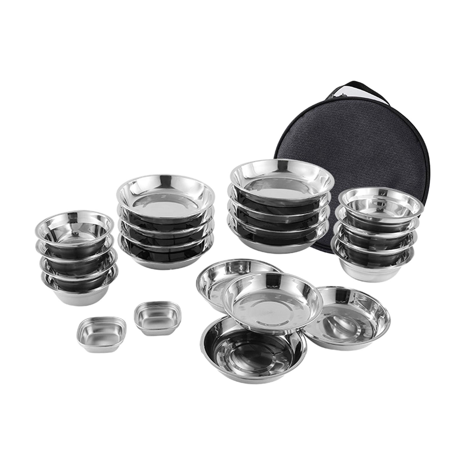 Stainless Steel Plates and Bow - Camping Cooking Utensil Bag avis et prix