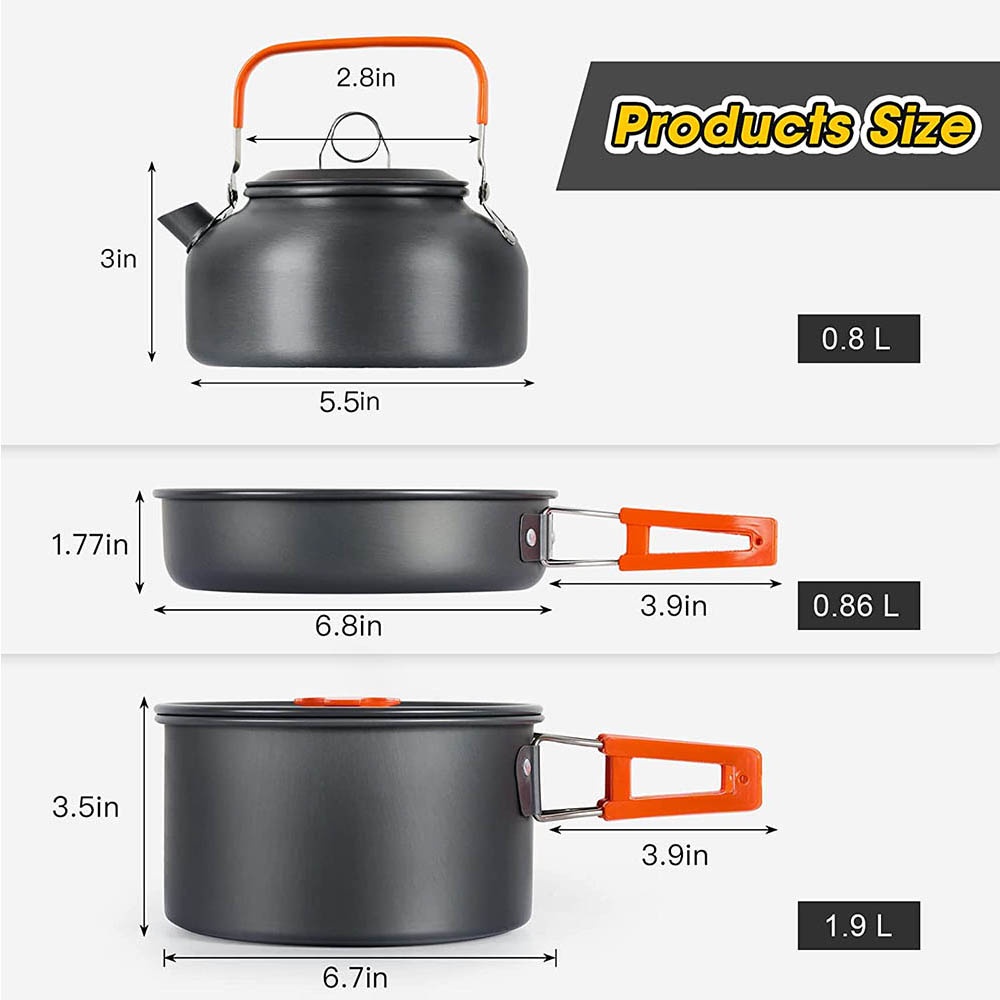 Outdoor camping cooking set, n - Nesting Camping Cooking Set avis et prix