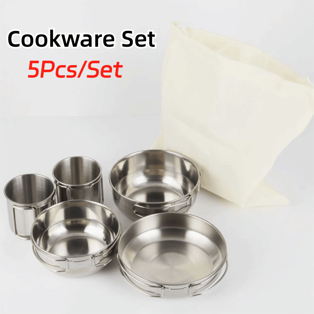 5Pcs 304 Stainless Steel Campi - Camping Cooking Pot Set avis et prix