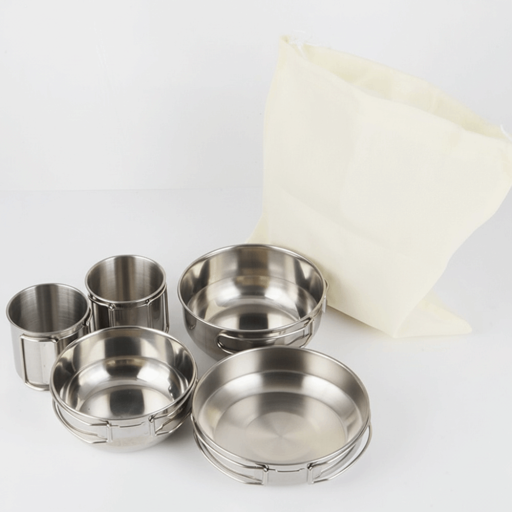 5Pcs 304 Stainless Steel Campi - Camping Cooking Pot Set avis et prix
