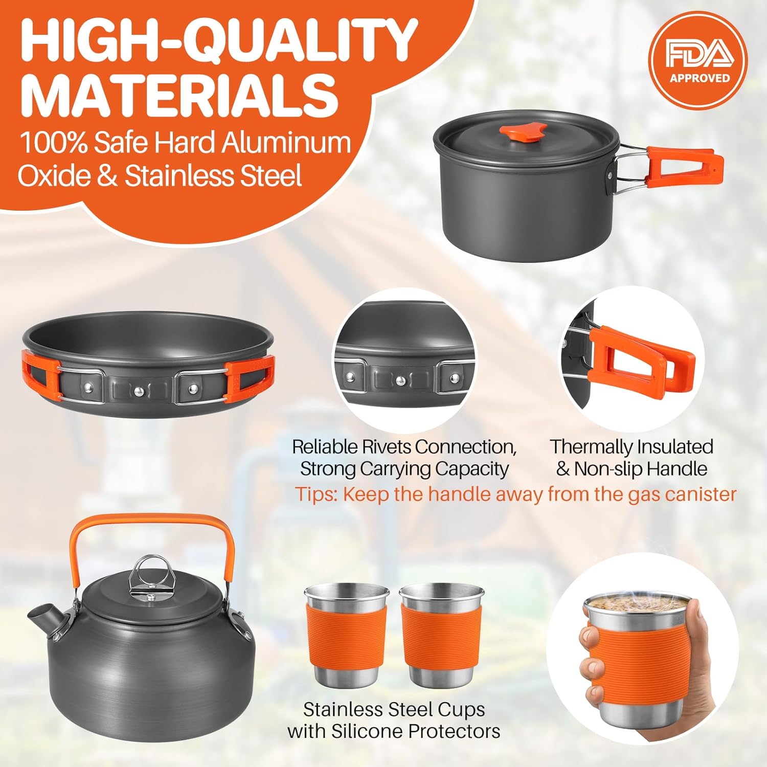 Non-Stick Camping Cookware Set - Camping Cooking Pot Set avis et prix