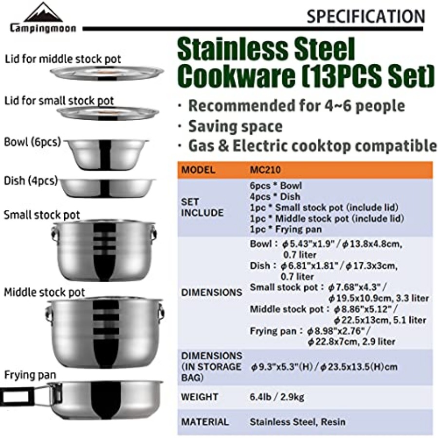 CAMPINGMOON Camping Cookware S - Nesting Camping Cooking Set avis et prix