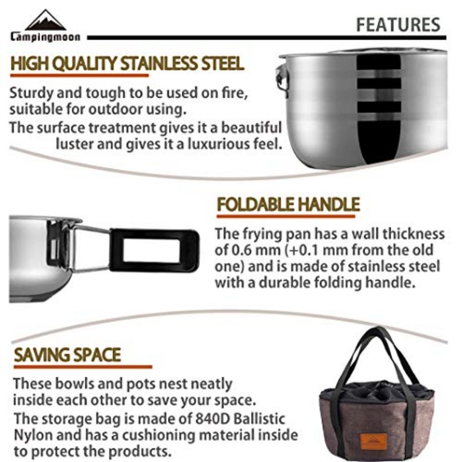 CAMPINGMOON Camping Cookware S - Nesting Camping Cooking Set avis et prix