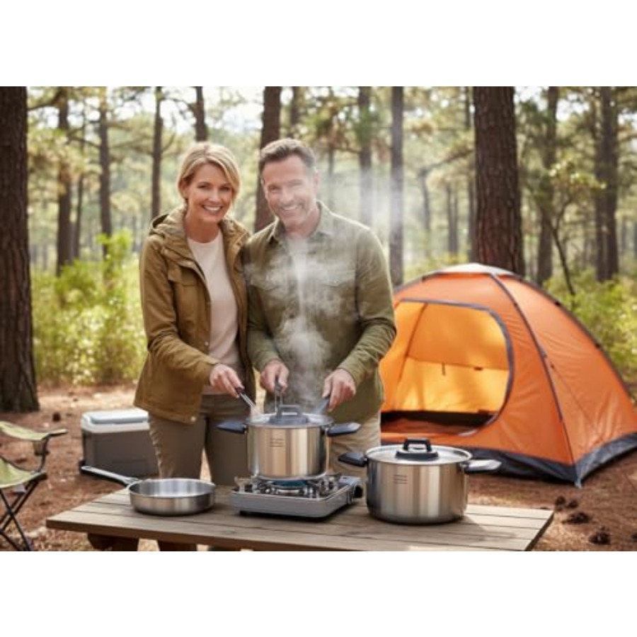 Stainless Steel Camping Kitche - Nesting Camping Cooking Set avis et prix