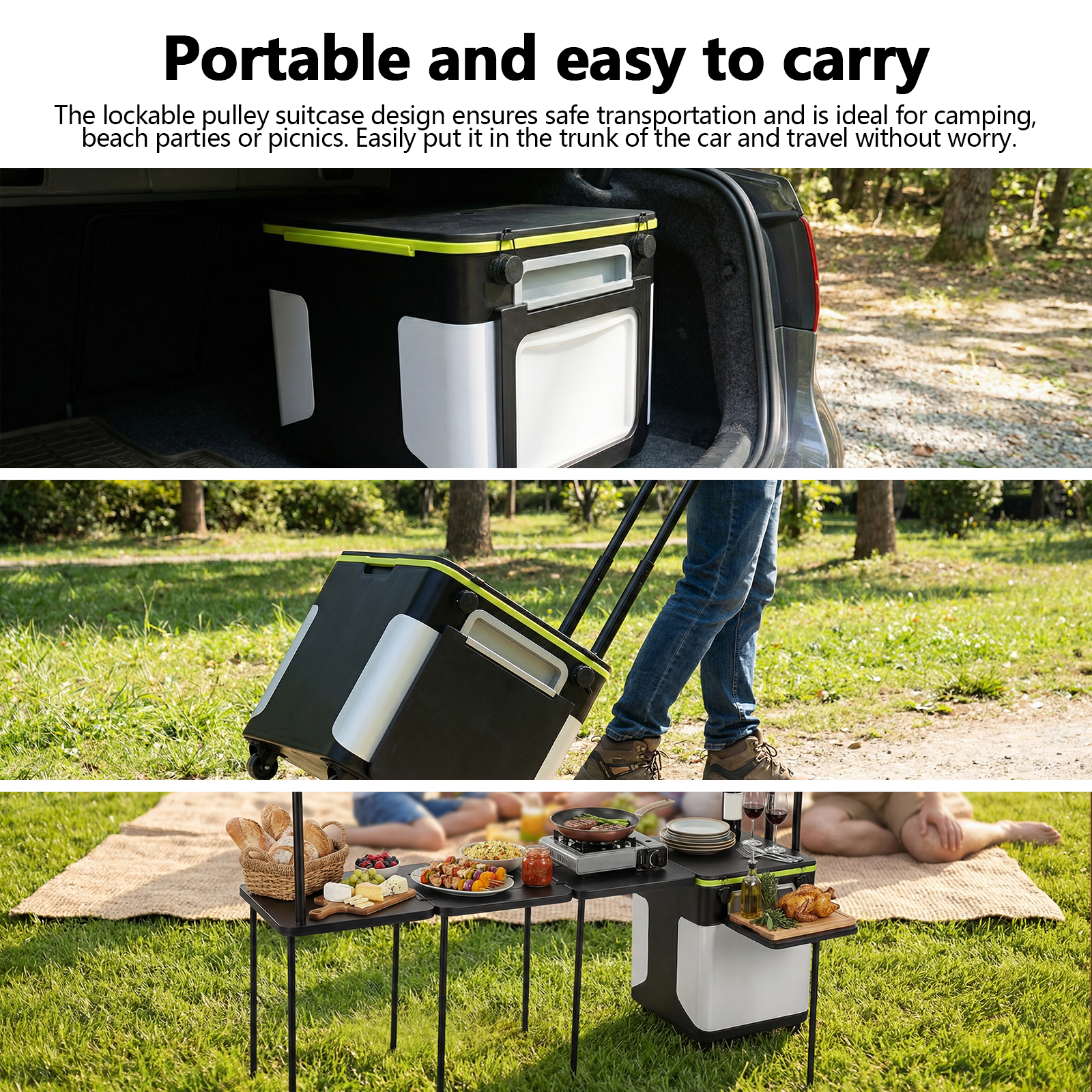 Folding Kitchen Table with Whe - Camping Cooking Kitchen avis et prix