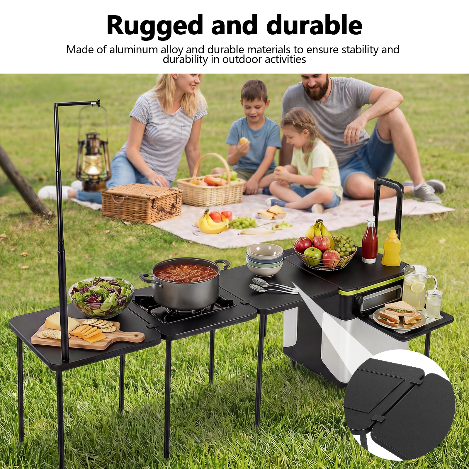 Folding Kitchen Table with Whe - Camping Cooking Kitchen avis et prix
