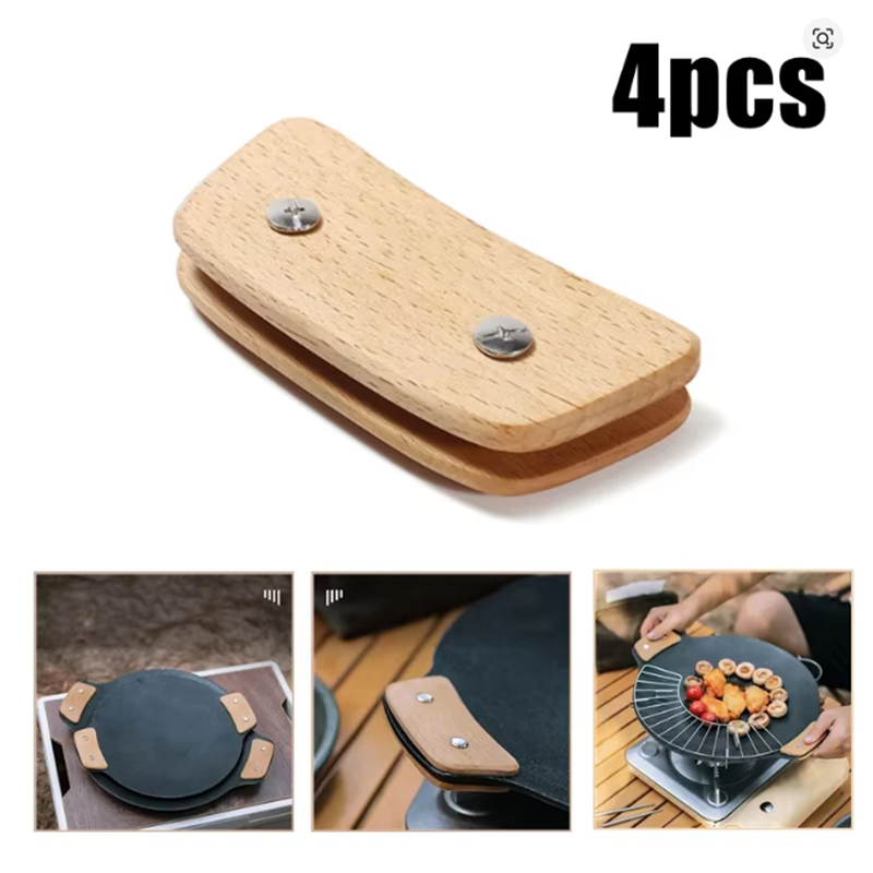 Wooden BBQ Pan Handle Anti Sca - Camping Cooking Range avis et prix