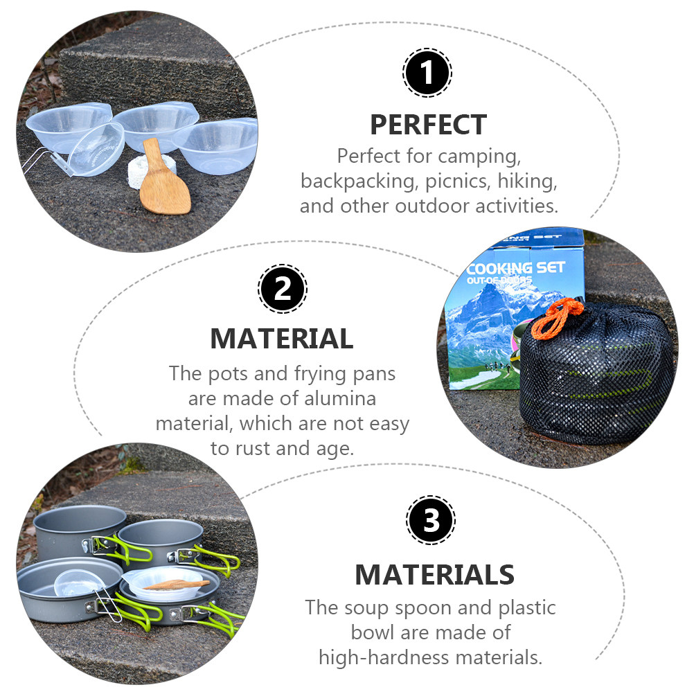 1Set Portable Camping Cookware - Camping Cooking Pot Set avis et prix