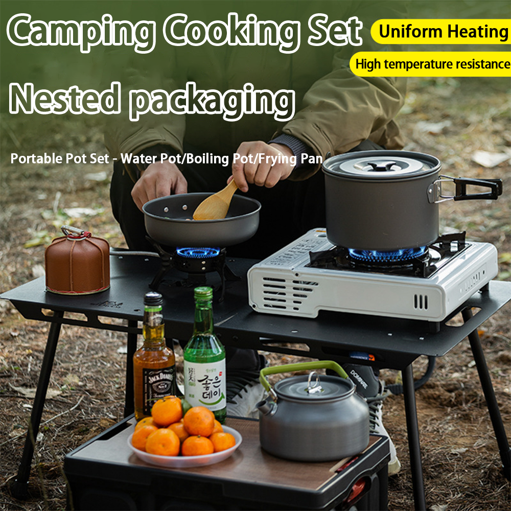 Outdoor cooking set with large - Nesting Camping Cooking Set avis et prix