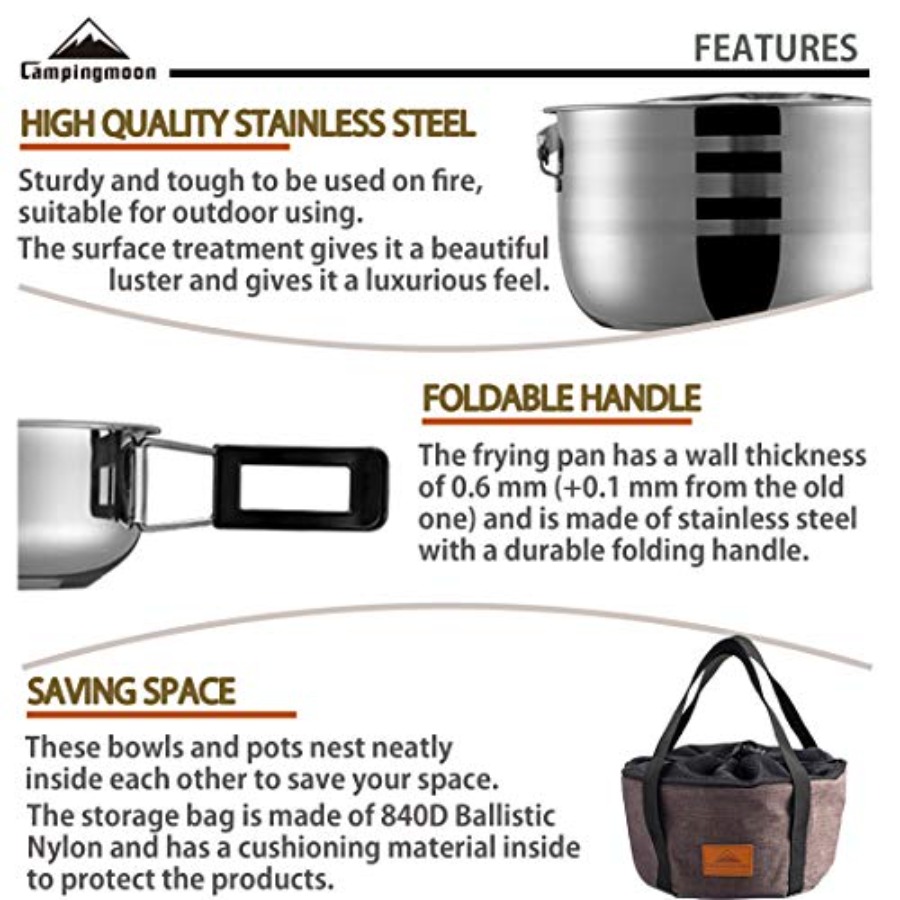 CAMPINGMOON Camping Cookware S - Nesting Camping Cooking Set avis et prix