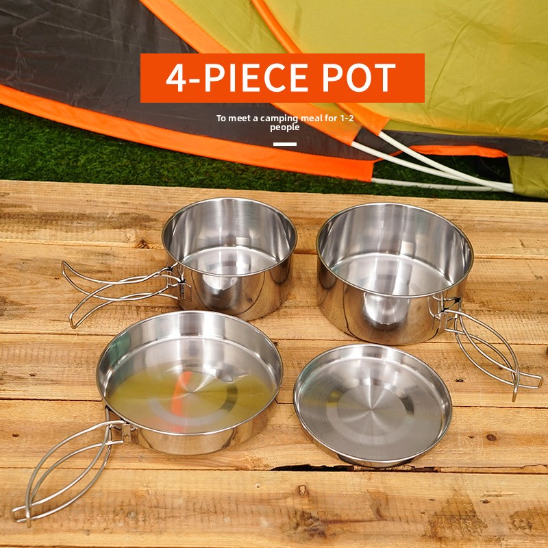 CLS 4-Piece Stainless Steel Ca - Nesting Camping Cooking Set avis et prix