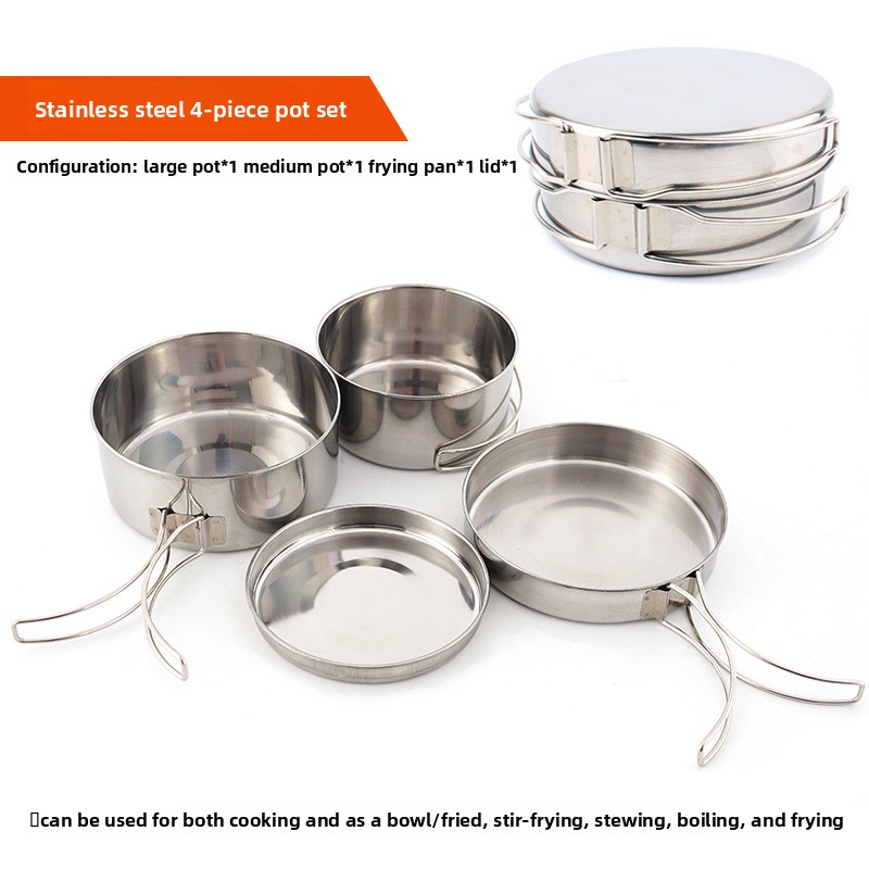CLS 4-Piece Stainless Steel Ca - Nesting Camping Cooking Set avis et prix