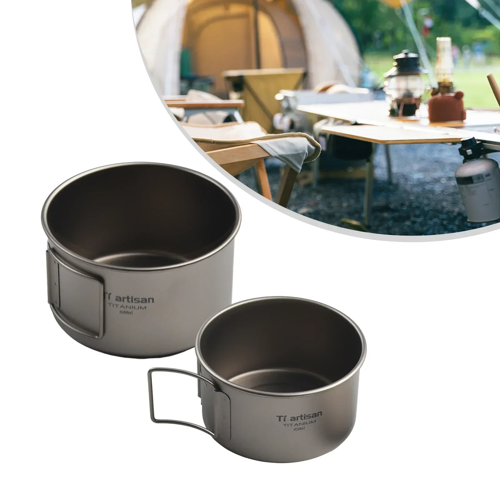 Titanium Bowl With Folding Han - Camping Cooking Container avis et prix