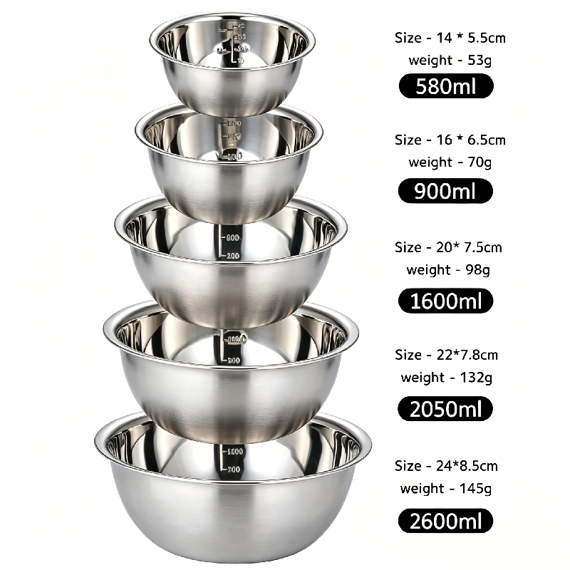 5pcs/set Stainless Steel Mixin - Nesting Camping Cooking Set avis et prix