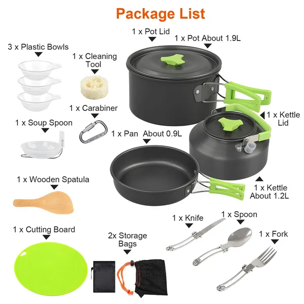 16pcs Camping Cooking Ware Set - Camping Cooking Ware avis et prix