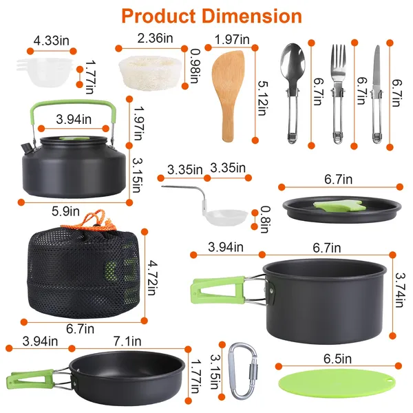 16pcs Camping Cooking Ware Set - Camping Cooking Ware avis et prix